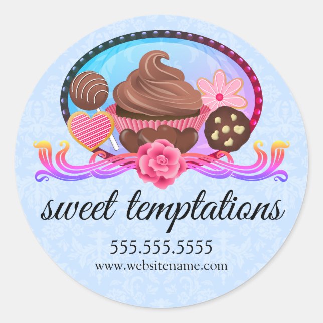 Sticker Rond Élégant Desserts Boulangerie Couvercles (Devant)