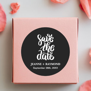 Sticker Rond Élégant Écrit Enregistrer La Date Bohème Mariage N