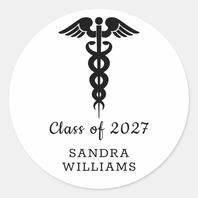 Sticker Rond Elegant Editable  "Class of " Medical Graduation (Devant)