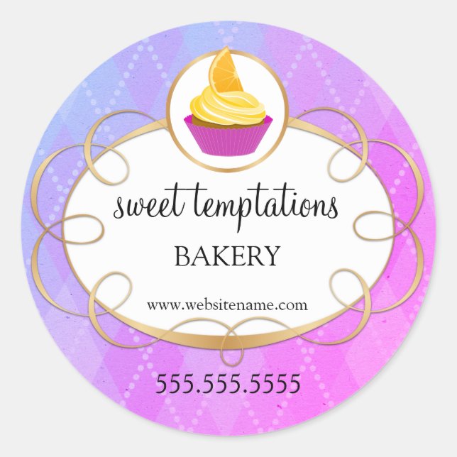 Sticker Rond Élégant emballage de boulangerie Cupcake (Devant)