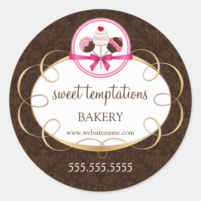 Sticker Rond Élégant emballage de pâtisserie de pâtisserie (Devant)