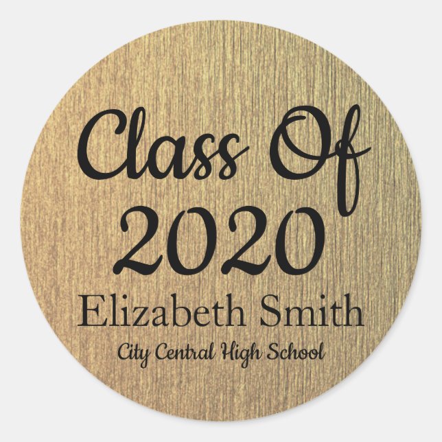 Sticker Rond Élégant Enveloppe de graduation en or sceaux (Devant)