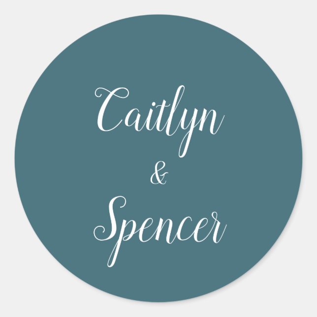 Sticker Rond Elégant enveloppe Mariage Turquoise et blanc (Devant)