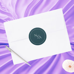 Sticker Rond Élégant et minimaliste Initiales en coton Vert