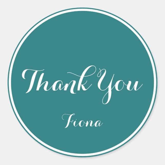 Sticker Rond Elégant et simple Merci vert et blanc (Devant)