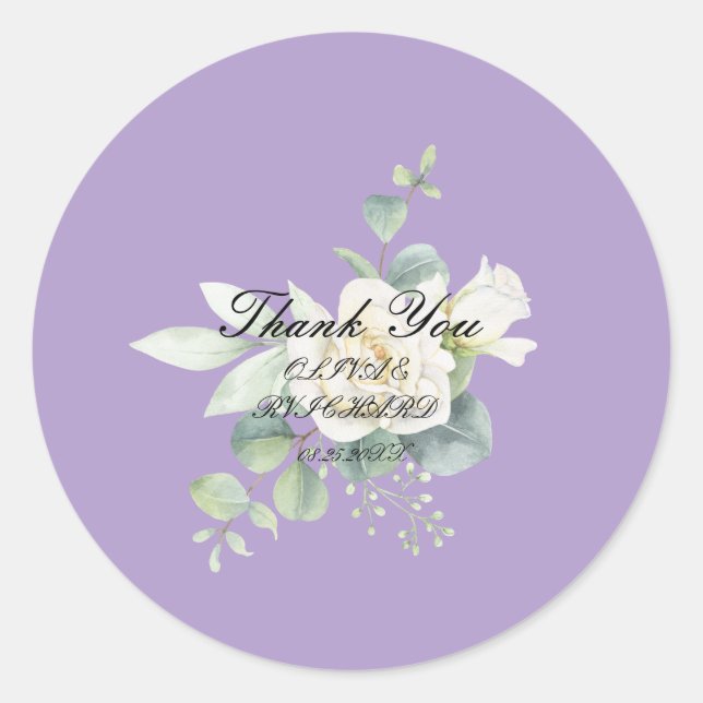 Sticker Rond Élégant eucalyptus botanique Mariage d'été (Devant)