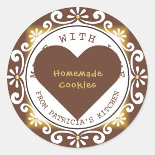 Sticker Rond Élégant Fabriqué Avec Des Biscuits Amoureux De La
