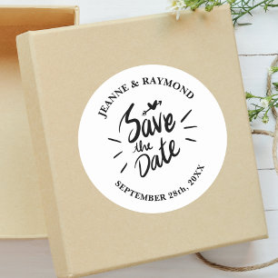 Sticker Rond Élégant Faire-Part de Mariage Calligraphié