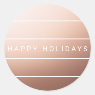 Sticker Rond Elégant Faux Rose Gold Foil Joyeux vacances