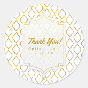 Sticker Rond Élégant Favor marocain glamour indien or et blanc