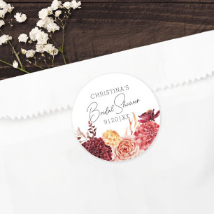 Sticker Rond Élégant Favori de Mariage Floral Bohème Chic