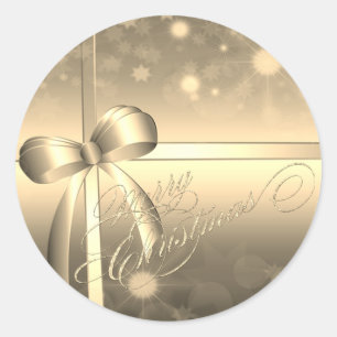 Sticker Rond Elegant Festif, Parties scintillant Bow Joyeux Noë