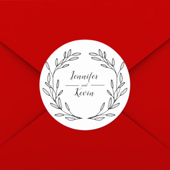 Sticker Rond Élégant Fleur sauvage rustique Mariage Folk (Créateur téléchargé)