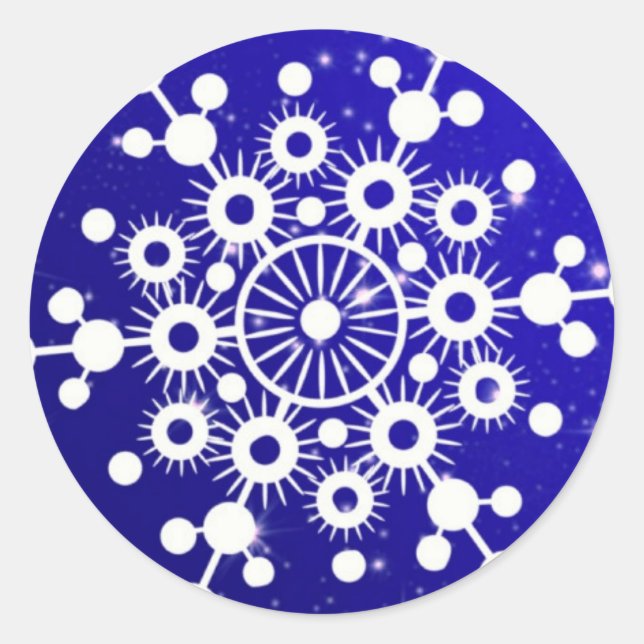 Sticker Rond Élégant Flocon de neige Noël Joyeux hiver (Devant)