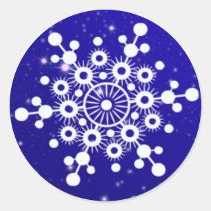 Sticker Rond Élégant Flocon de neige Noël Joyeux hiver