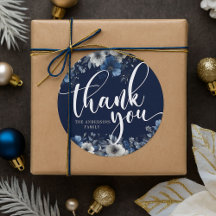 Élégant floral bleu marine et argenté