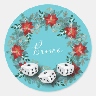Sticker Rond Élégant Floral Dice Bunco Party
