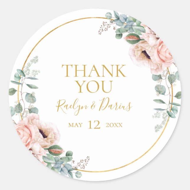 Sticker Rond Élégant flou | Faveur du mariage Merci (Devant)