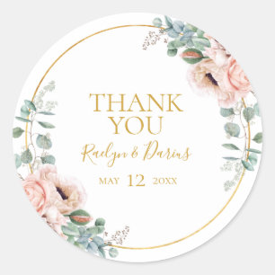 Sticker Rond Élégant flou   Faveur du mariage Merci