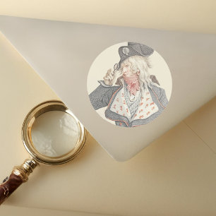 Sticker Rond Élégant Français du 18ème siècle avec un monocle
