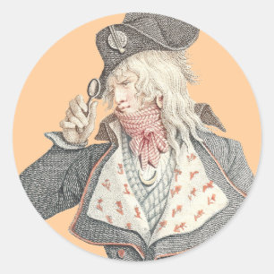 Sticker Rond Elégant Français du XVIIIe siècle avec un monacle