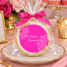Élégant Fuchsia Rose et Blanc Quinceanera Floral