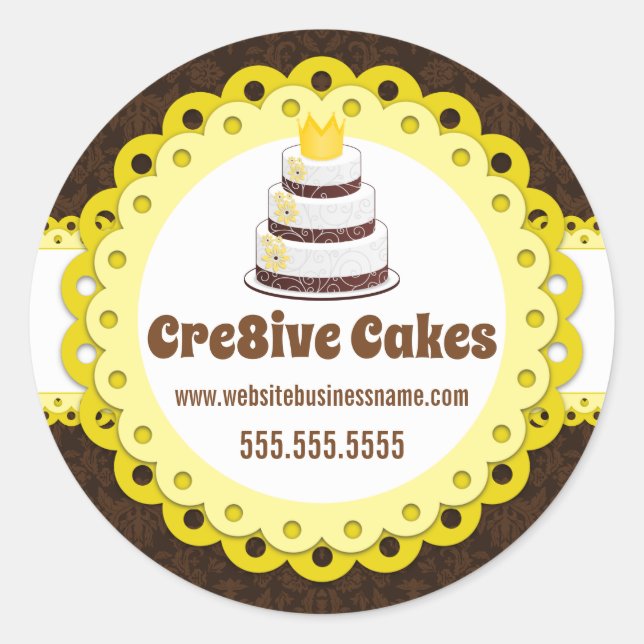 Sticker Rond Élégant gâteau Boulangerie Emballage Seals (Devant)