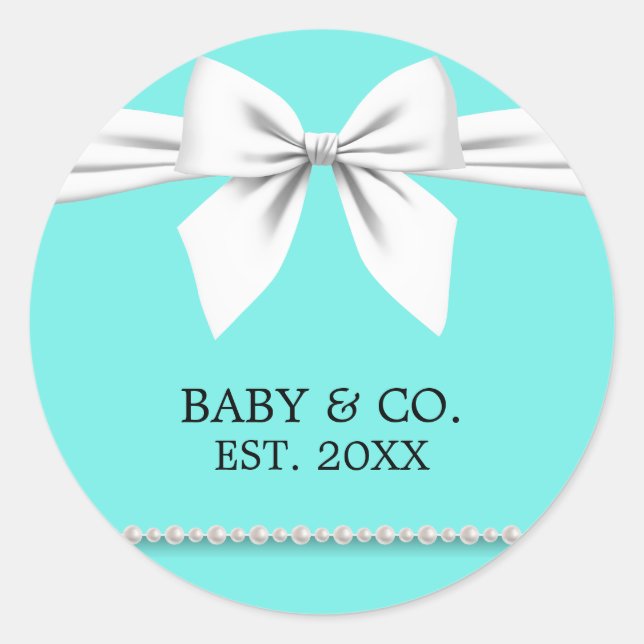 Sticker Rond Élégant Glam Chic Baby & Co Tiffany Baby shower (Devant)
