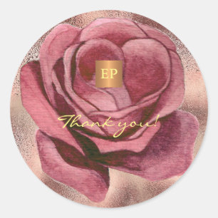 Sticker Rond Élégant glam rose or parties scintillant monogramm