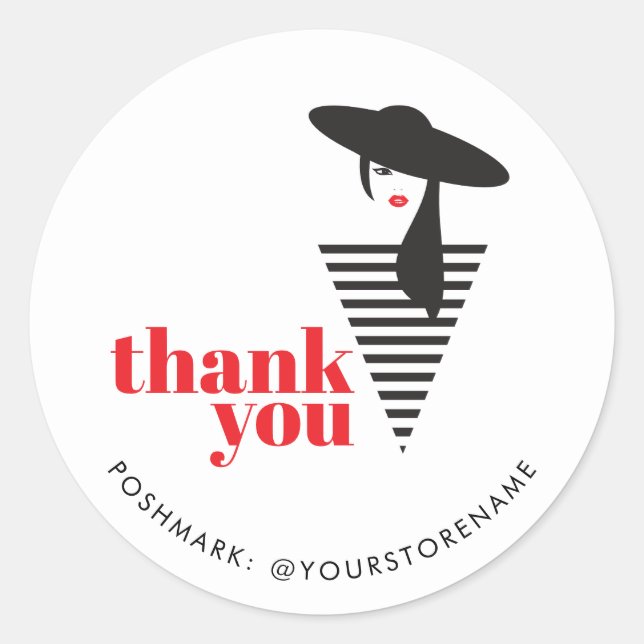 Sticker Rond Elégant Glamor Mod Stylist Poshmark Merci (Devant)
