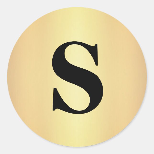 Sticker Rond Elegant Glitter Gold Monogram Envelope Seal (Devant)
