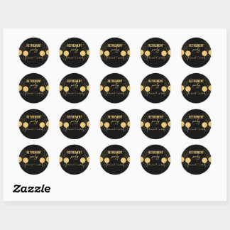 Sticker Rond Elegant Gold and Black Retirement Party Envelope S