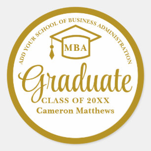 Sticker Rond Elégant Gold Business School MBA