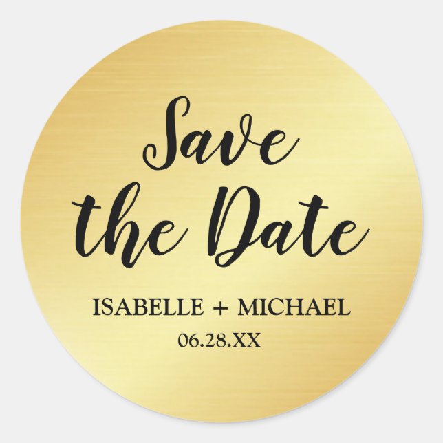 Sticker Rond Elegant Gold Enregistrer la date Enveloppe Sceau (Devant)