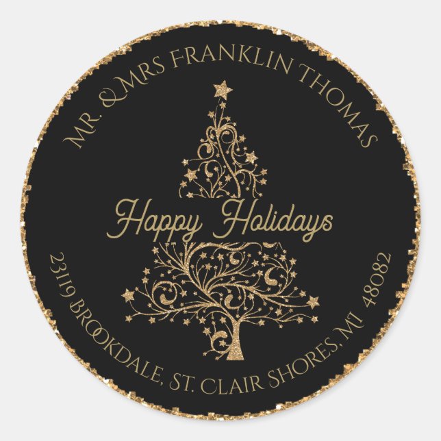 Sticker Rond Elegant Gold Parties scintillant Holiday Classe d' (Devant)