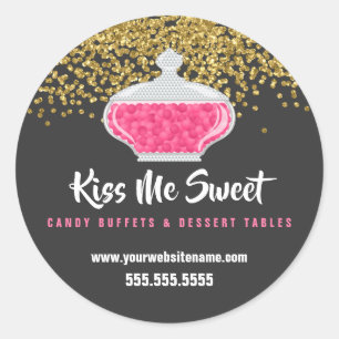 Sticker Rond Élégant Gold Sprinkings Candy Dessert Buffet