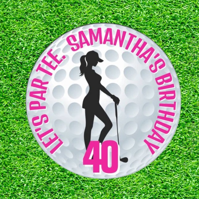 Sticker Rond Elégant Golfeur de dame rose (Swing in Style: The Elegant Pink Lady!)