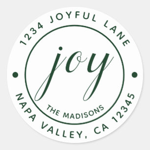 Sticker Rond Elegant Green Joy Round Return Adresse