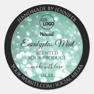 Sticker Rond Élégant Green Sparkle Parties scintillant Logo Éti