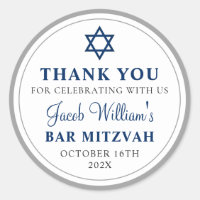 Elegant gris et Navy Blue Bar Mitzvah Merci