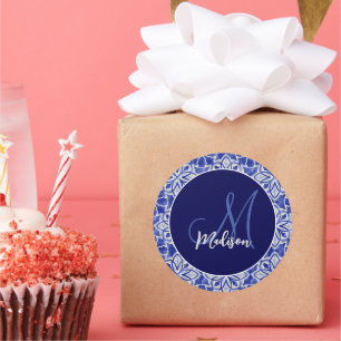 Sticker Rond Élégant gris-gris gris gris initial monogrammé