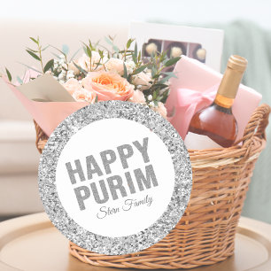 Sticker Rond Elégant Hébreu Personnalisé Happy Purim Parties sc