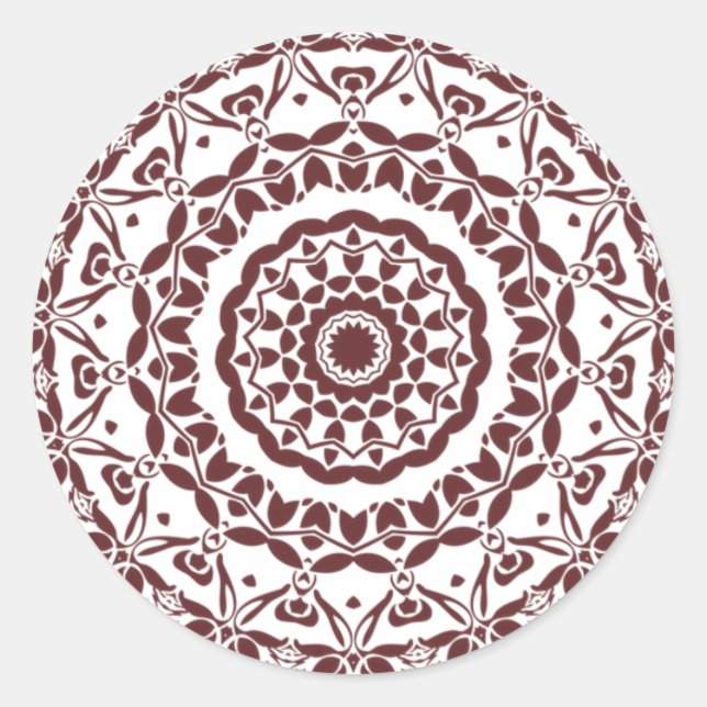 Sticker Rond Elégant Henna Bourgogne Mandala Enveloppe Sceau (Devant)