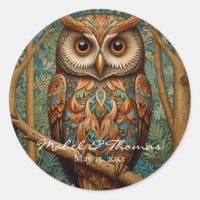 Élégant hibou rétro boho bohème bohème forêt verte