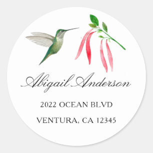 Sticker Rond Elegant Hummingbird Adresse