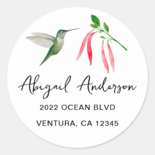 Sticker Rond Elegant Hummingbird Adresse