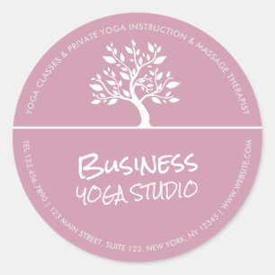 Sticker Rond Élégant instructeur de méditation Yoga Arbre Class