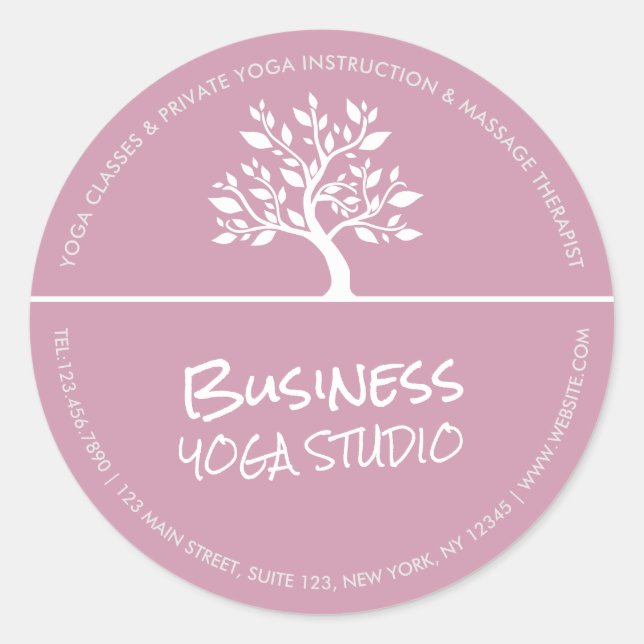 Sticker Rond Élégant instructeur de méditation Yoga Arbre Class (Devant)