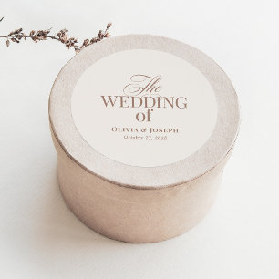 Sticker Rond Élégant Ivoire et Taupe   Mariage Luxueux Neutre
