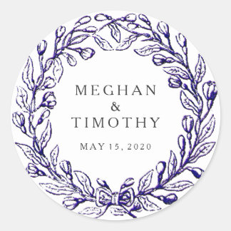 Sticker Rond Elégant joint d'enveloppe de Mariage de couronne V